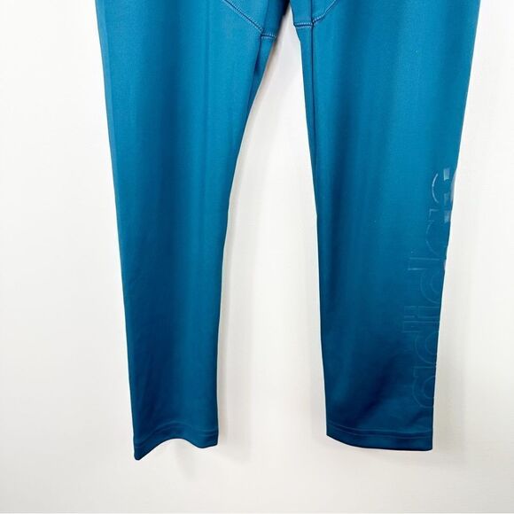 Adidas Peacock Blue Training Tights w/Logo on Leg Sz L - Picture 3 of 15